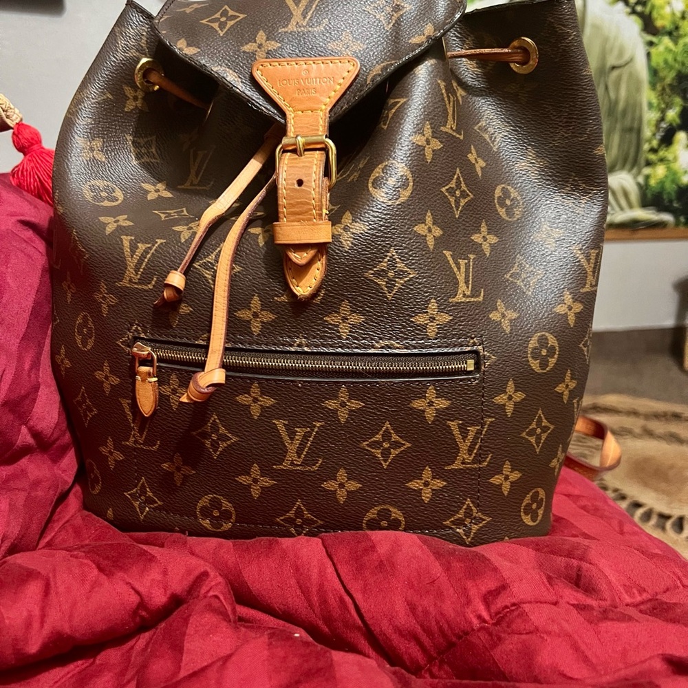 Louis Vuitton Monogram Canvas Backpack with Tan Accents